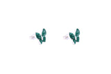 Asfour Crystal Stud Earring With Green Butterfly Design In 925 Sterling Silver ED0010-G