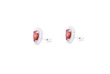 Asfour Crystal Stud Earrings With Dark Orange Pear Design In 925 Sterling Silver EE0016-HS