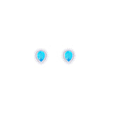 Asfour Stud Earrings made of 925 sterling silver, with a pear design, inlaid with a Aquamarine zircon Stone and decorated with zircon Stones