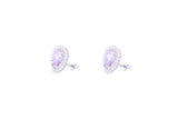 Asfour Crystal Stud Earrings With Purple Pear Design In 925 Sterling Silver EE0016-N