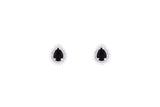 Asfour Crystal Stud Earrings With Black Pear Design In 925 Sterling Silver EE0016-P