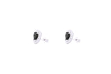 Asfour Crystal Stud Earrings With Black Pear Design In 925 Sterling Silver EE0016-P