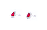 Asfour Stud Earrings with a red zircon Stone
