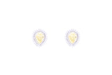 Asfour Crystal Stud Earrings With Yellow Pear Design In 925 Sterling Silver EE0016-Y