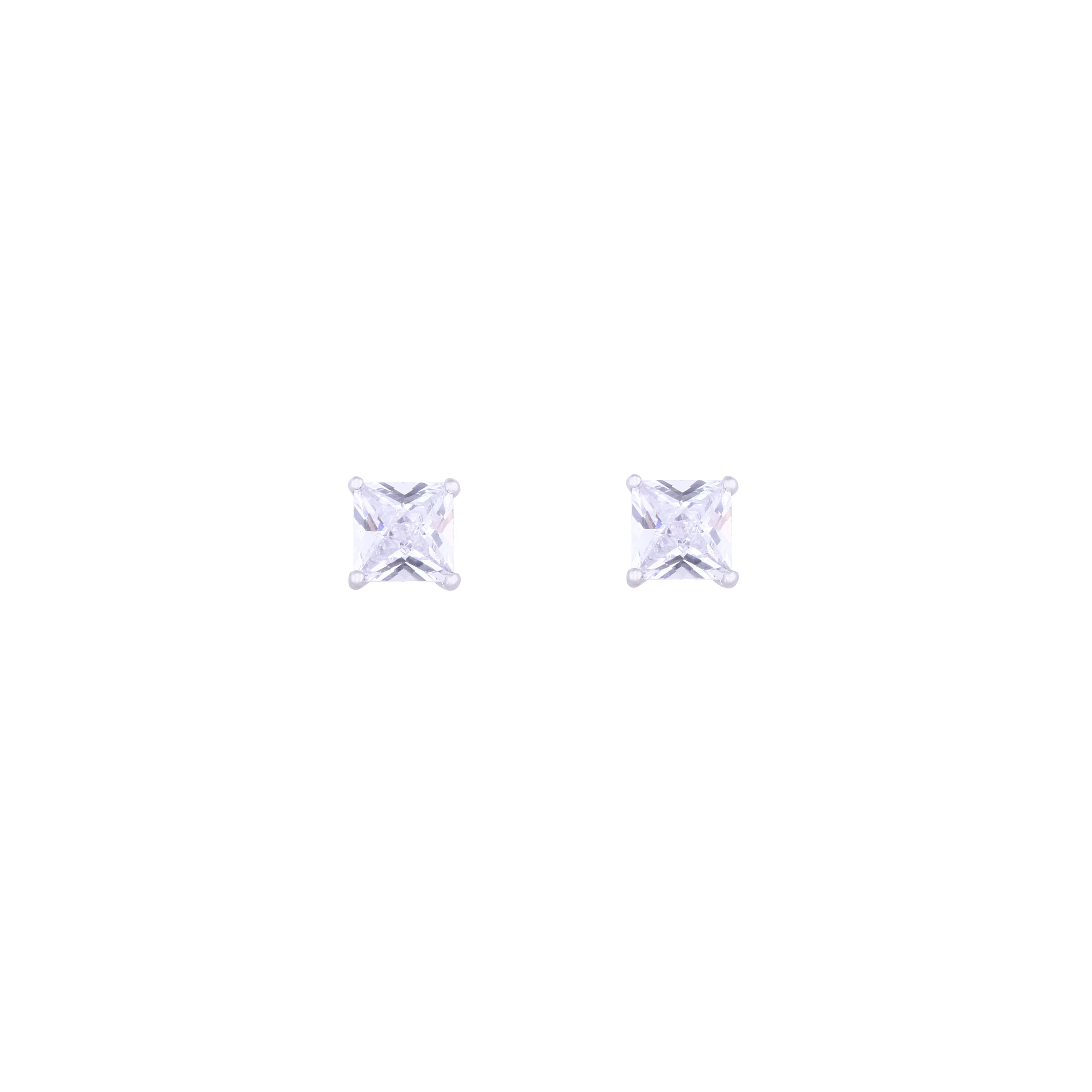 Asfour Crystal 925 Sterling Silver Stud Earring With Square Design