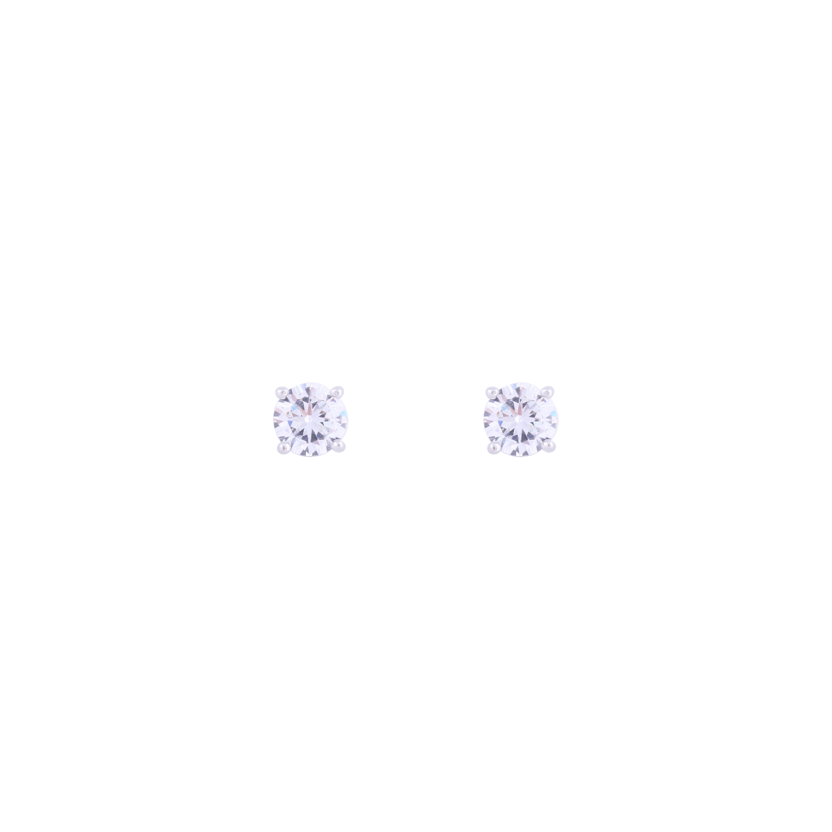 Asfour Crystal 925 Sterling Silver Stud Earring With Round Design