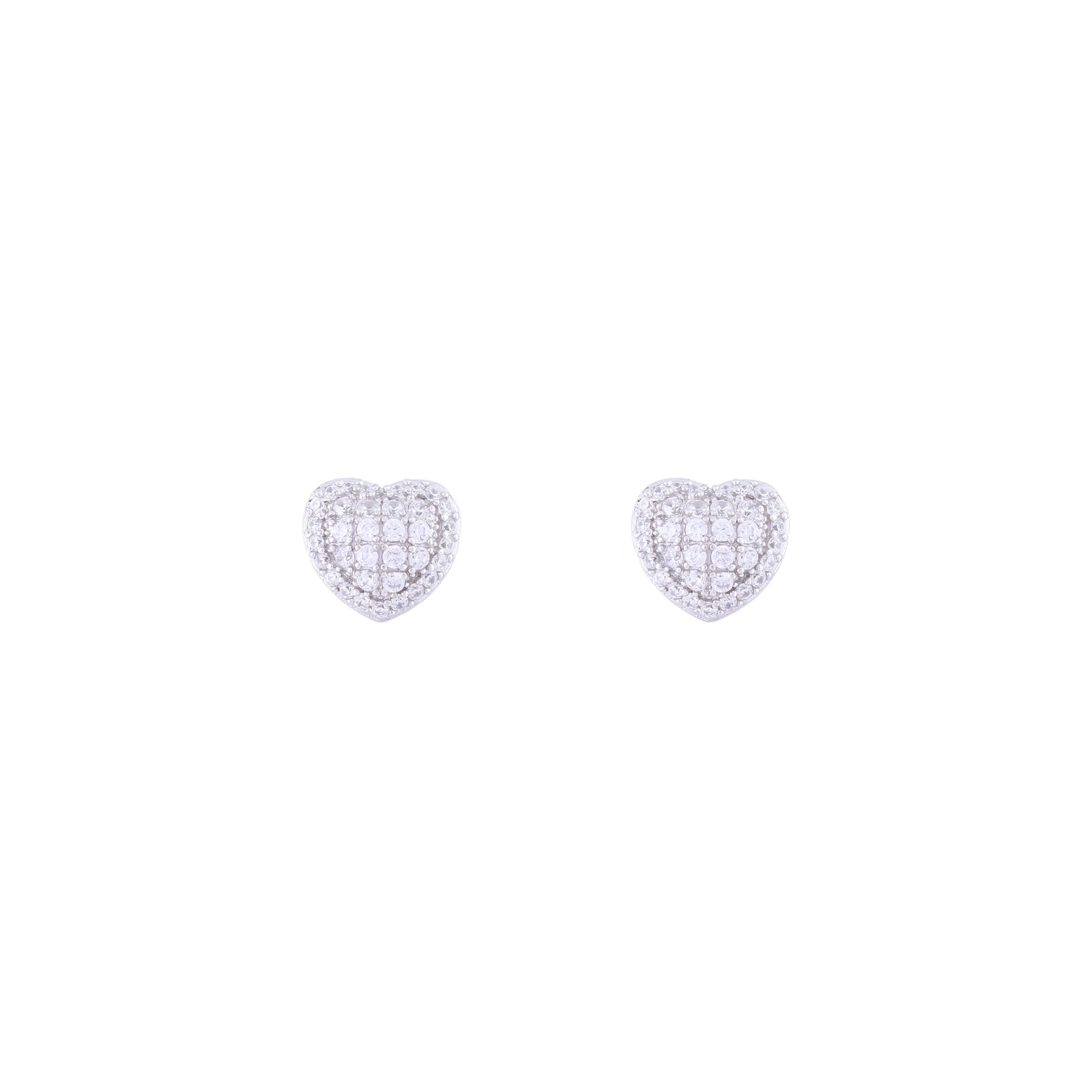 Asfour Crystal 925 Sterling Silver Stud Earring With Heart Design