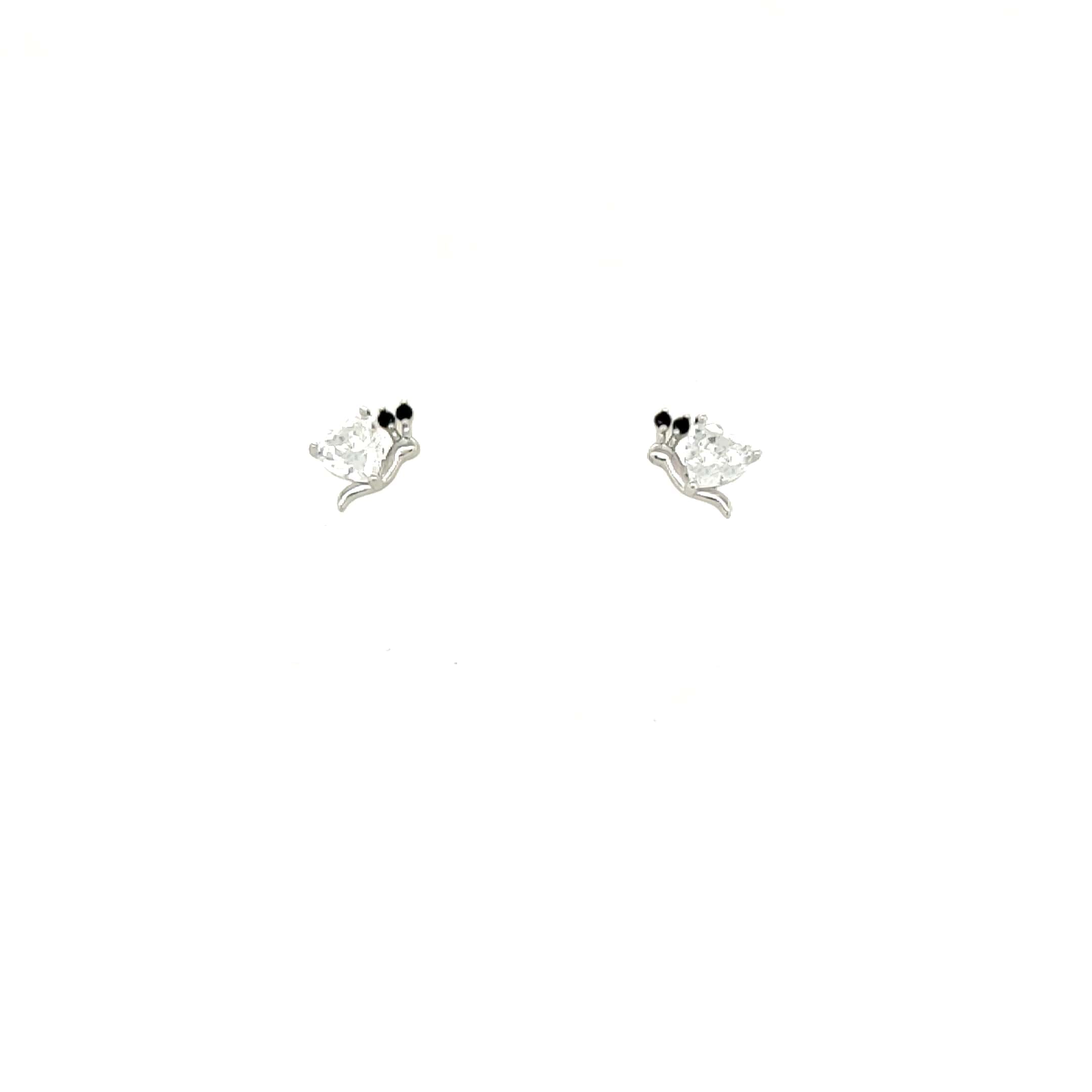 Asfour 925 Sterling Silver Stud Earrings Inlaid With Zircon Stones