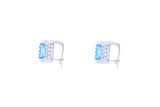 Asfour Crystal Clips Earrings with Aquamarine Rectangle Design in 925 Sterling Silver ER0341-M