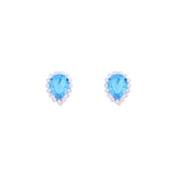 Asfour Crystal 925 Sterling Silver Clips Earrings with  Aquamarine Pear Design