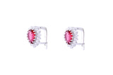 Asfour Crystal Clips Earrings with Red Pear Design