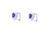 Asfour Crystal Clips Earrings with Blue Pear Design in 925 Sterling Silver ER0345-B