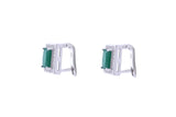 Asfour Crystal Clips Earrings with Green Rectangle Design in 925 Sterling Silver ER0348-GM