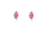Asfour Crystal Clips Earrings with Red Marquise Cut Stone in 925 Sterling Silver ER0354-R