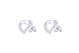 Asfour Crystal Stud Earring With  Heart  Design in 925 Sterling Silver ER0386
