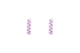 Asfour Crystal Hoop Earrings With Fushia & Clear Stones In 925 Sterling Siver ER0389-FW
