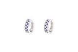 Asfour Crystal Hoop Earrings With Blue & Clear Stones In 925 Sterling Siver ER0390-BW