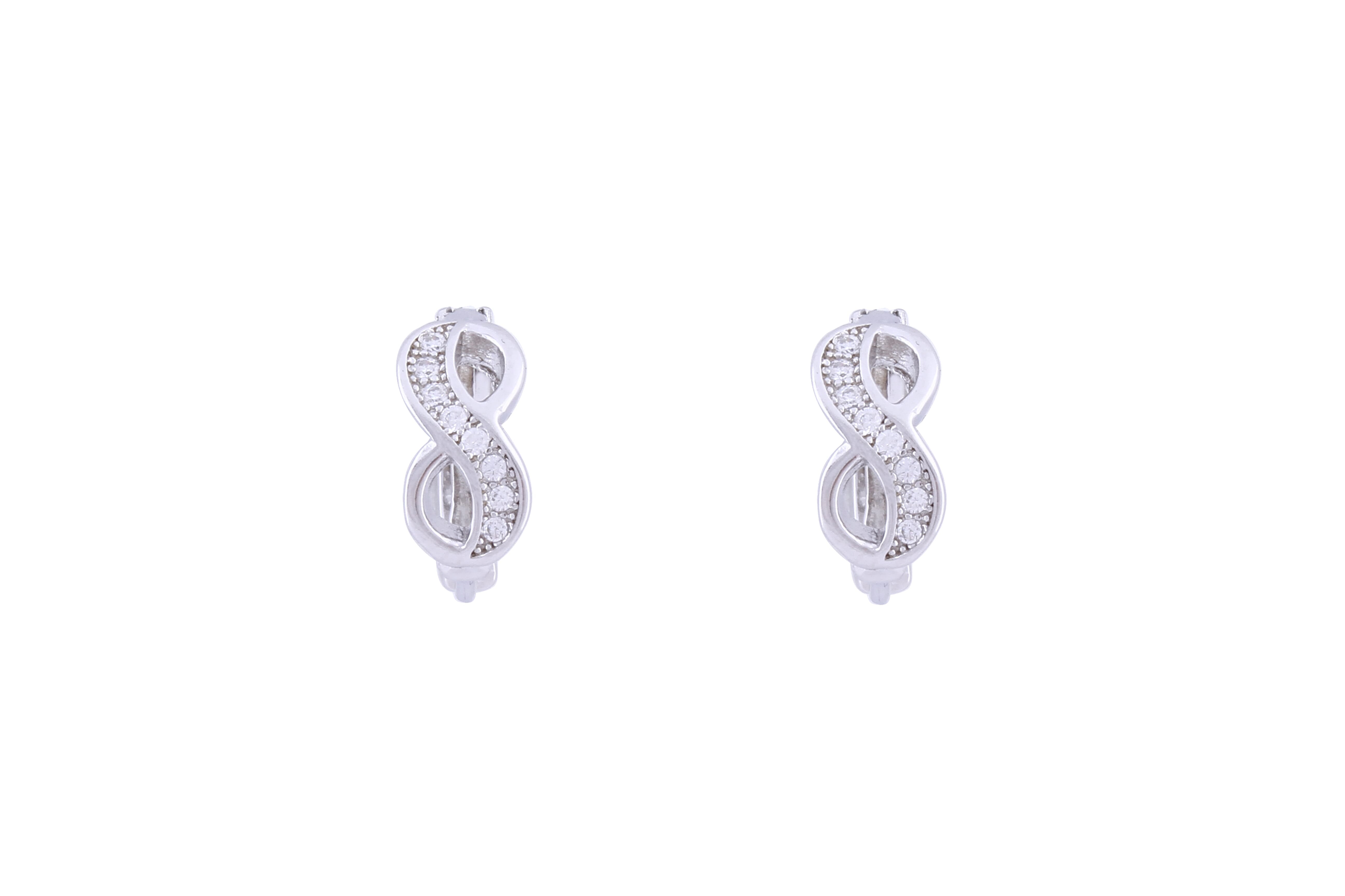 Asfour Crystal Hoop Earring With  infinity  Design in 925 Sterling Silver ER0395
