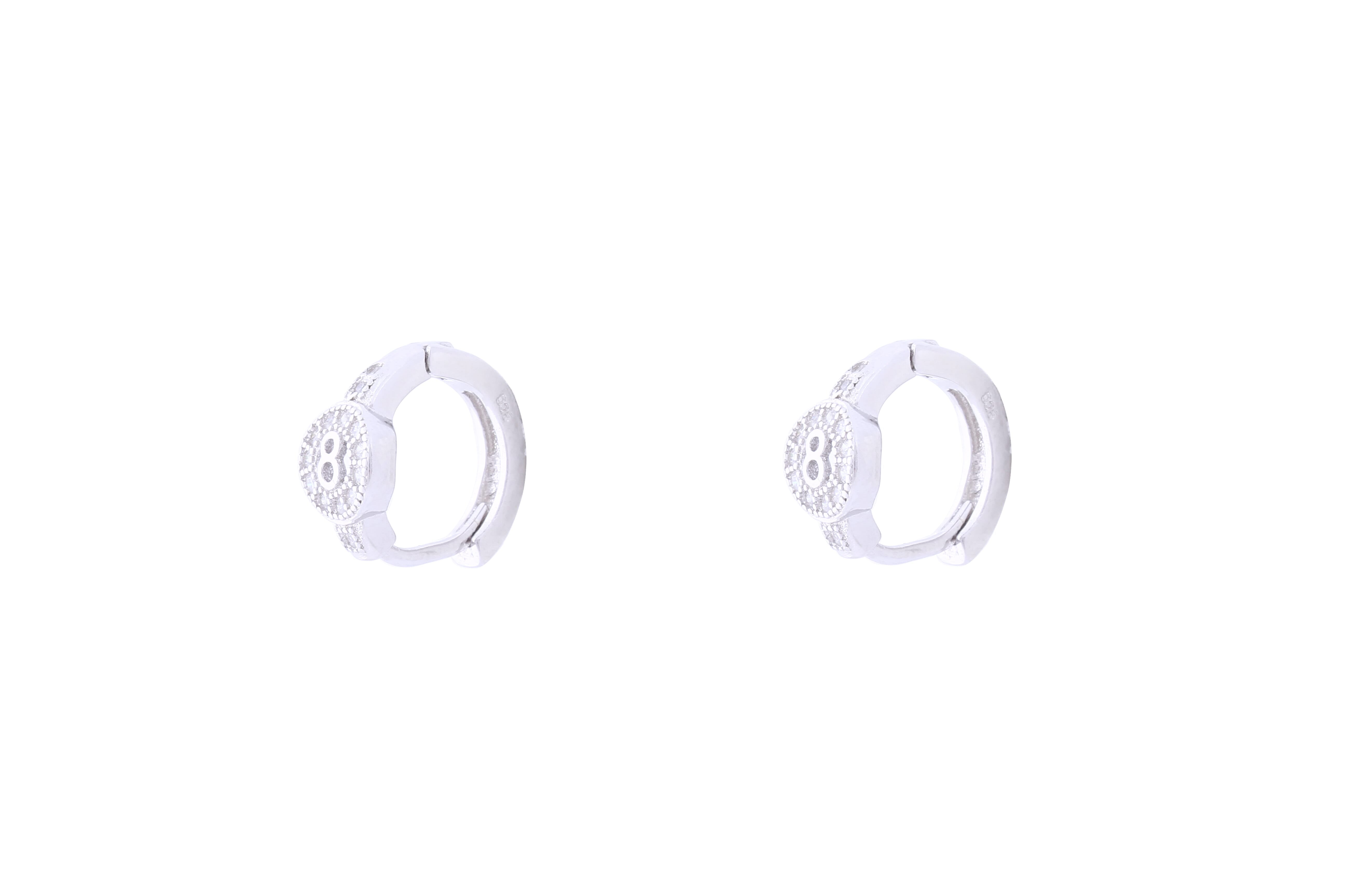 Asfour Crystal Hoop Earring With  Round  Design in 925 Sterling Silver ER0397