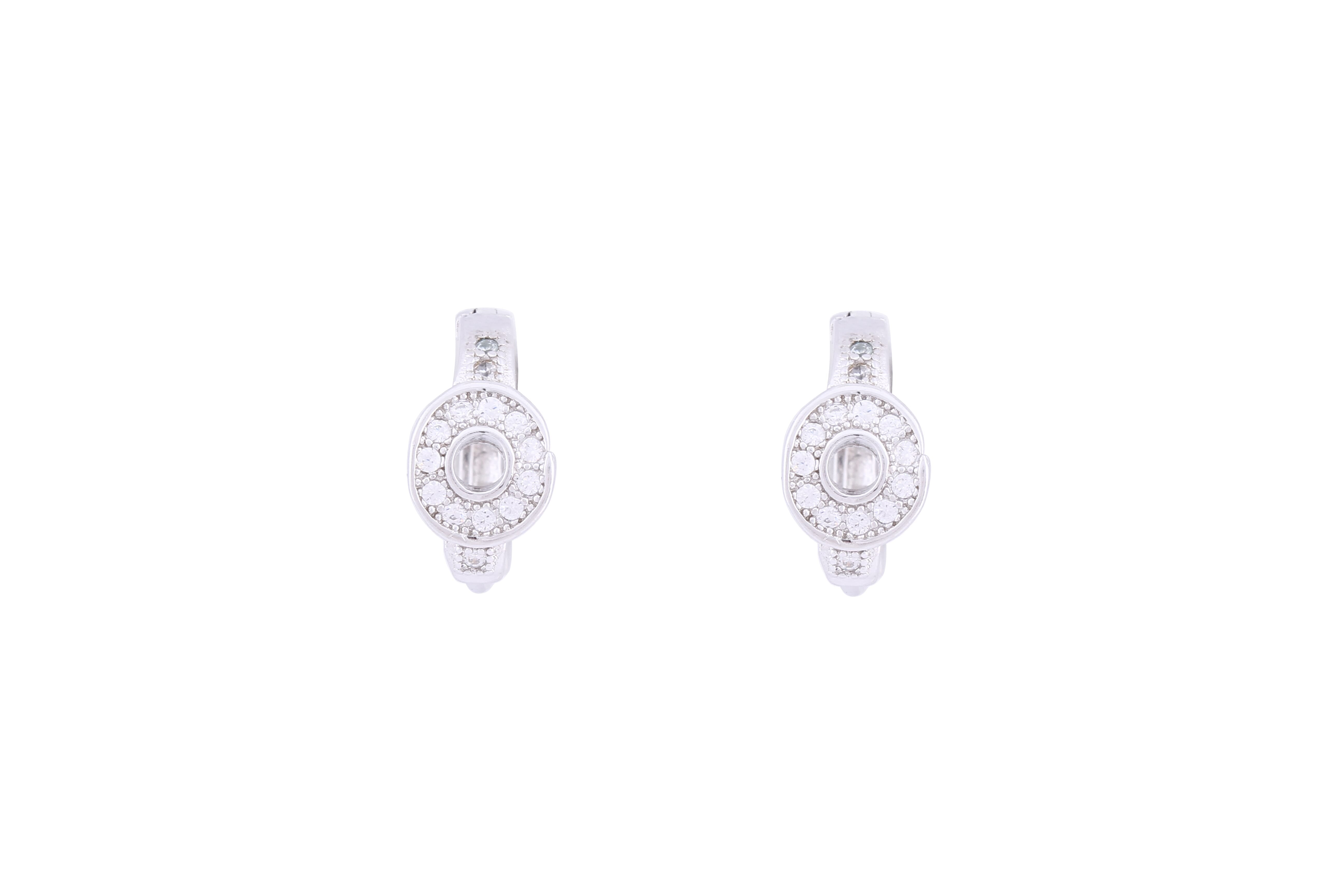 Asfour Crystal Hoop Earring With  Round  Design in 925 Sterling Silver ER0398