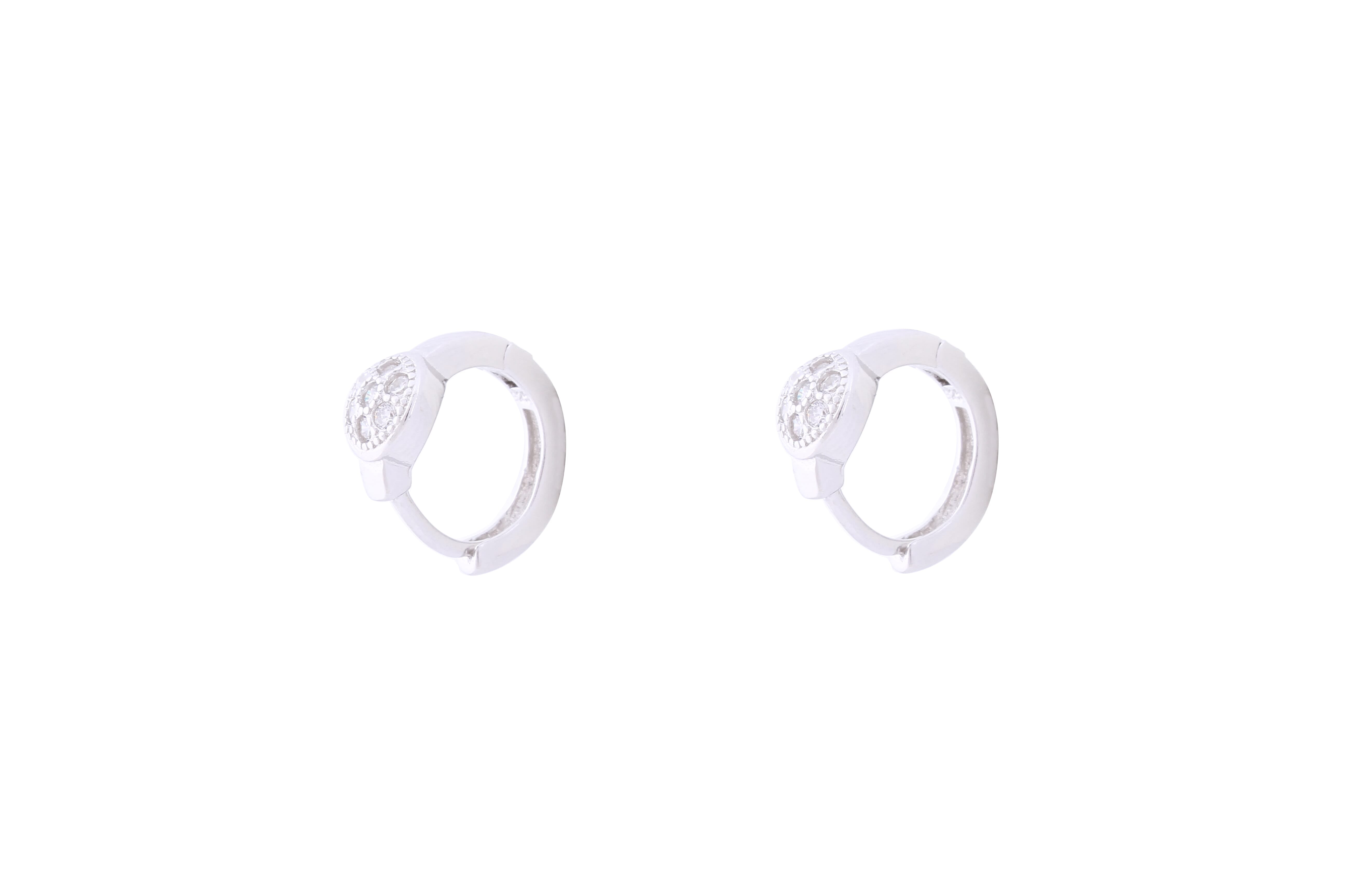 Asfour Crystal Hoop Earring With  Round  Design in 925 Sterling Silver ER0400