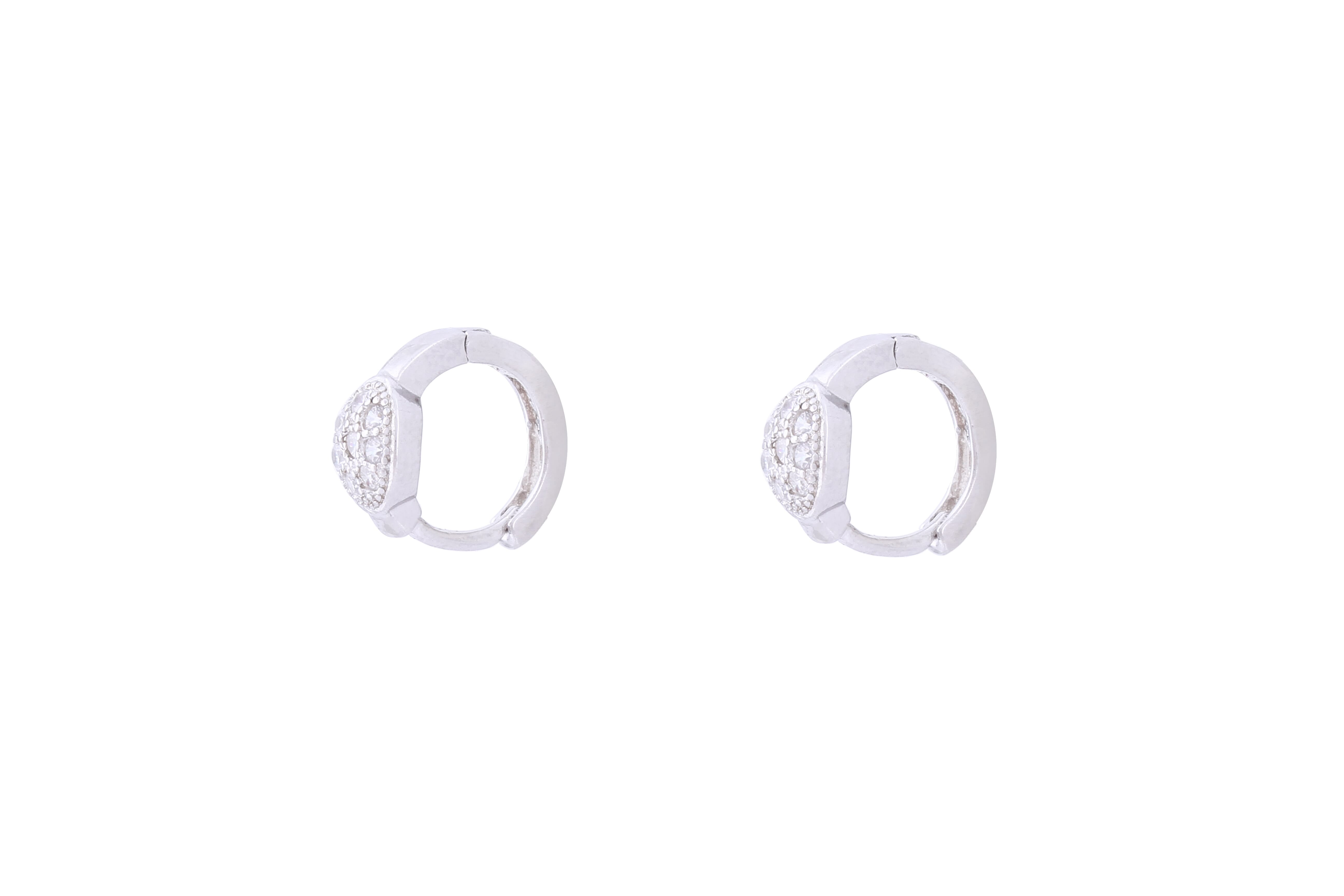 Asfour Crystal Hoop Earring With  Oval  Design in 925 Sterling Silver ER0401