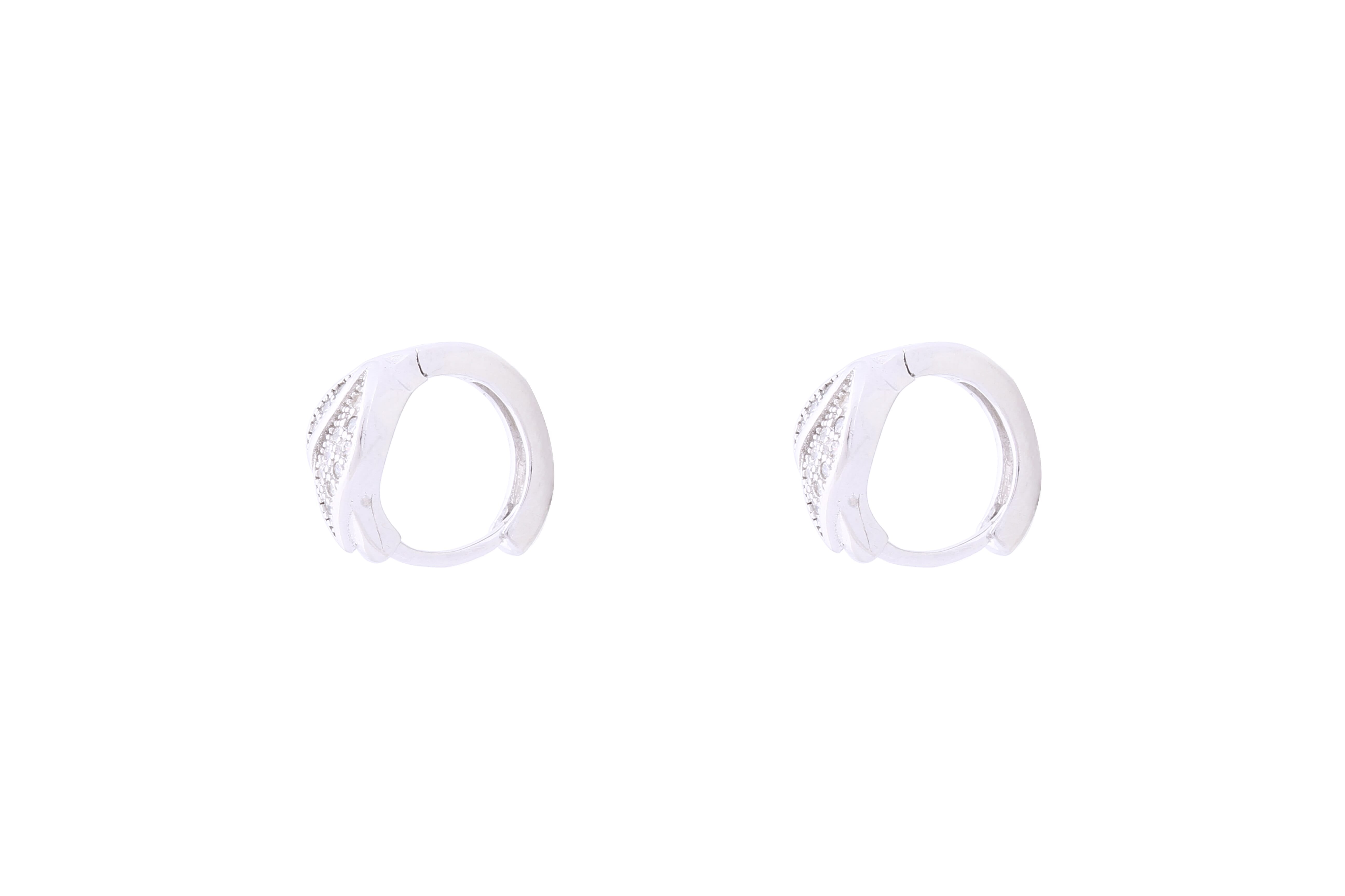 Asfour Crystal Hoop Earring With Leave Design in 925 Sterling Silver ER0407