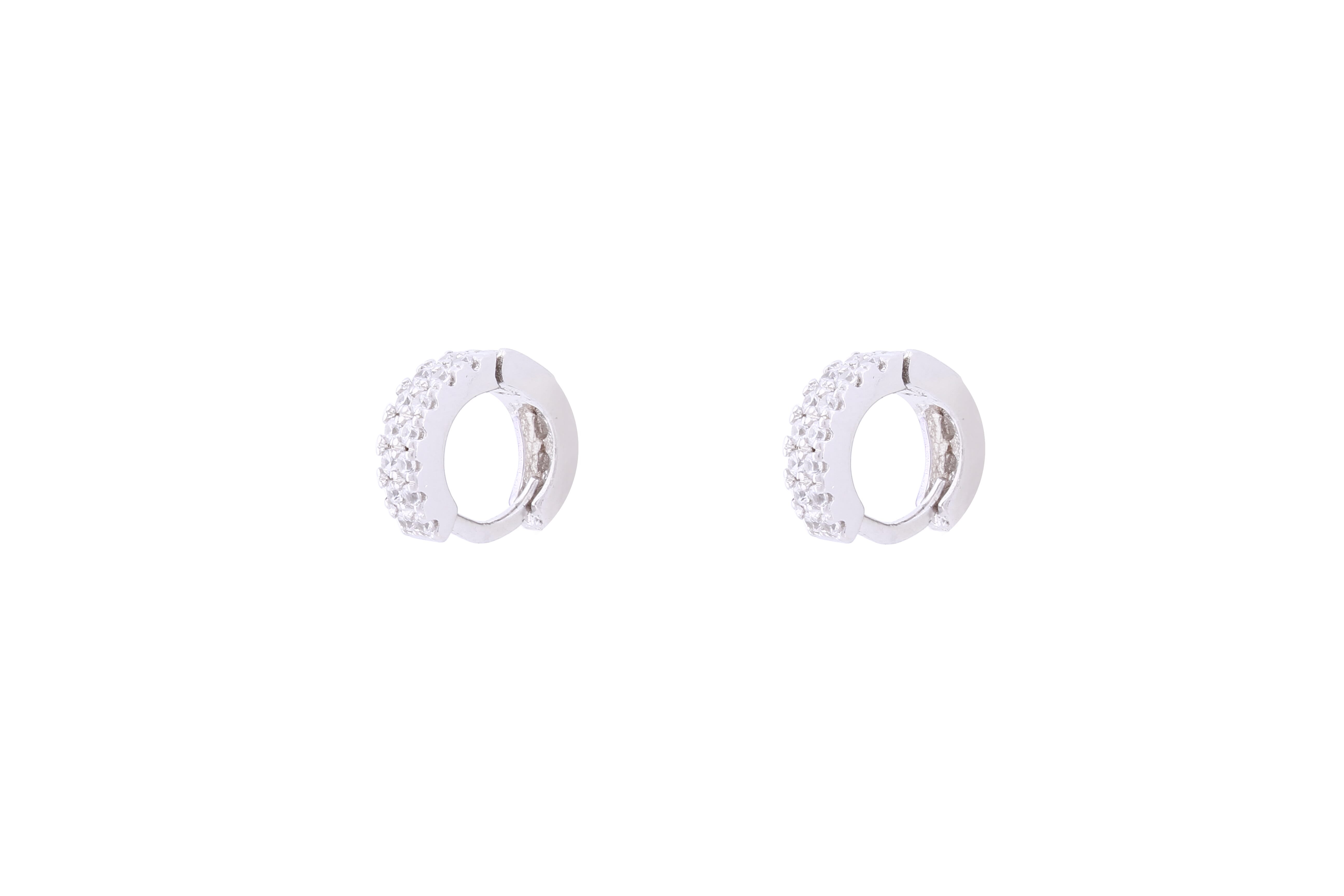 Asfour Crystal Hoop Earrings inlaid  With Round Zircon Stones In 925 Sterling Siver ER0409