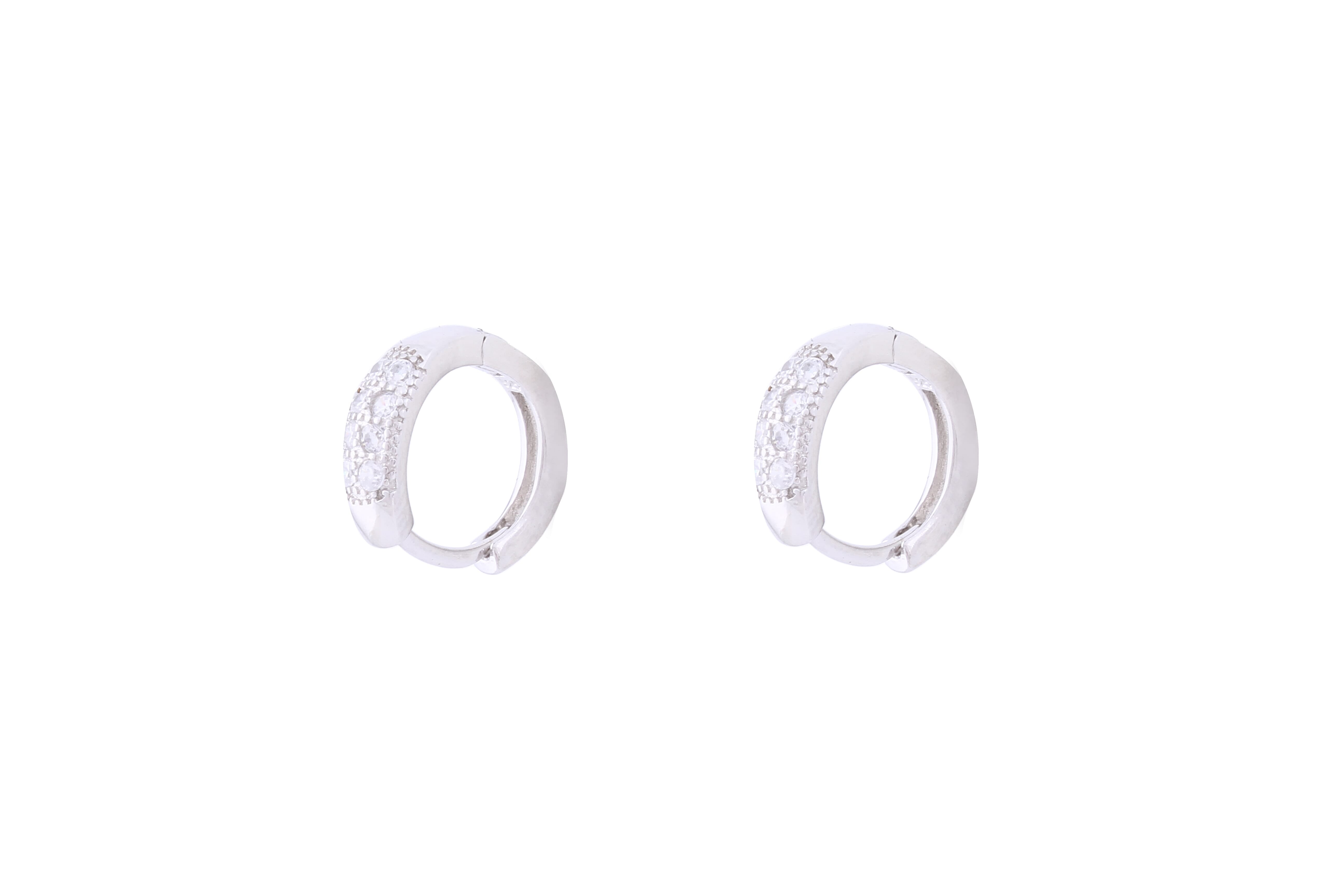Asfour Crystal Hoop Earrings inlaid  With Round Zircon Stones In 925 Sterling Siver ER0411