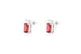 Asfour Crystal Stud Earrings With Fuchsia Zircon Stone In 925 Sterling Silver ER0426-F