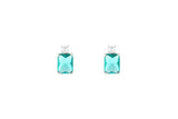 Asfour Crystal Stud Earrings With Aquamarine Zircon Stone In 925 Sterling Silver ER0426-GC