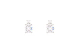 Asfour Crystal Stud Earrings With Emerald Cut Zircon Stone In 925 Sterling Silver ER0426-W