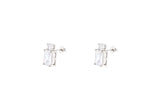 Asfour Crystal Stud Earrings With Emerald Cut Zircon Stone In 925 Sterling Silver ER0426-W