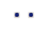 Asfour Crystal Halo Stud Earrings With Blue Zircon Stone In 925 Sterling Silver ER0427-B