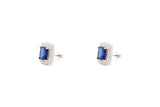 Asfour Crystal Halo Stud Earrings With Blue Zircon Stone In 925 Sterling Silver ER0427-B