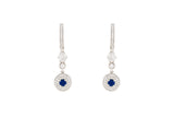 Asfour Crystal Drop Earrings With Blue Cluster Deisgn In 925 Sterling Silver ER0428-WB