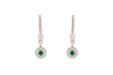 Asfour Drop Earrings With Green Cluster Deisgn