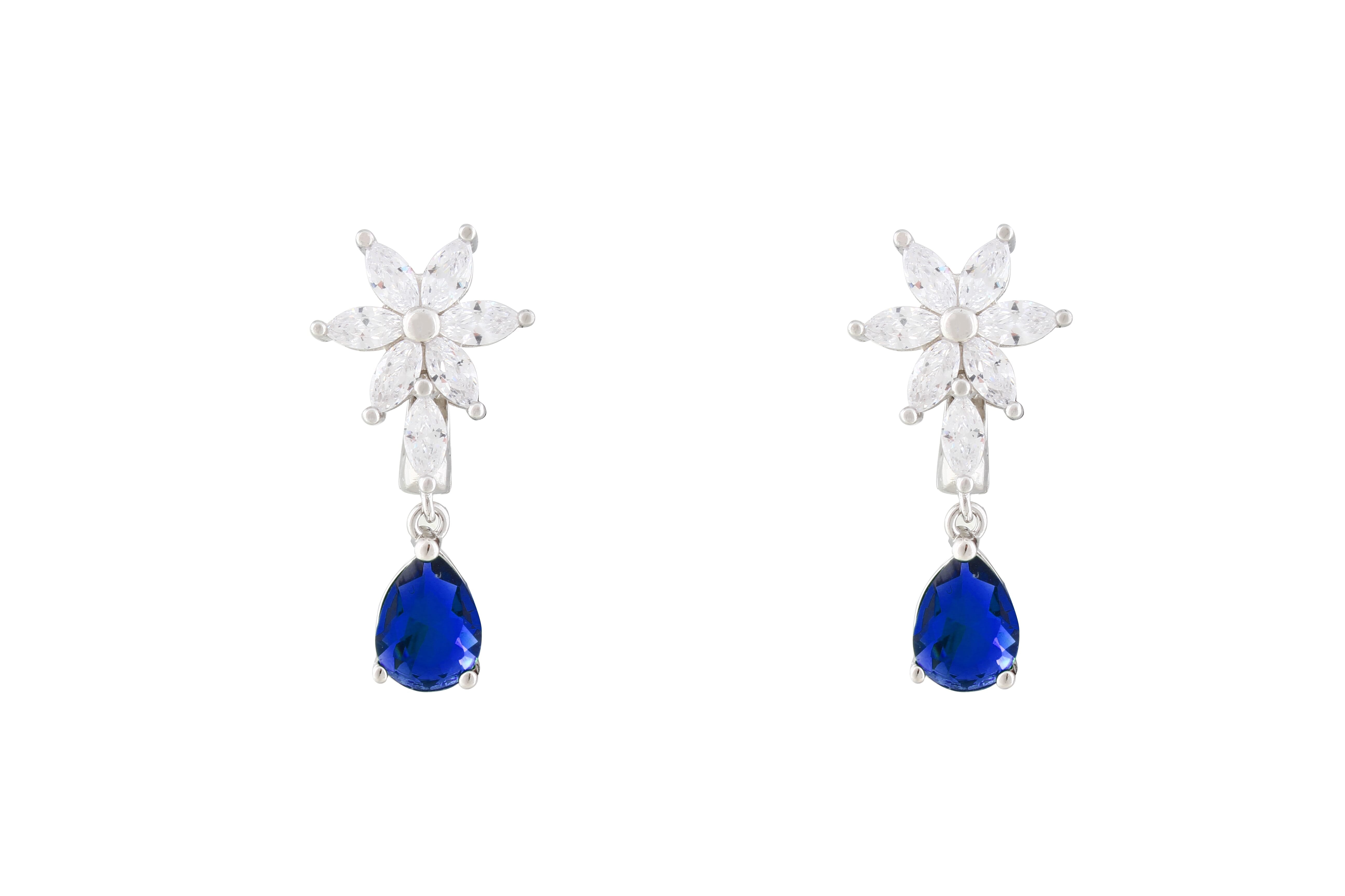 Asfour Drop Earrings With Blue Pear Design
