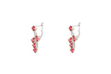 Asfour Crystal Drop Earrings With Fuchsia Leaf Design In 925 Sterling Silver ER0430-F