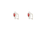 Asfour Crystal Clips Earrings With Fuchsia Pear Design