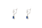 Asfour Crystal Drop Earrings With Blue Pear Design In 925 Sterling Silver ER0436-WB