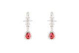 Asfour Crystal Drop Earrings With Fuchsia Pear Design In 925 Sterling Silver ER0436-WF