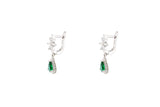 Asfour Crystal Drop Earrings With Green Pear Design In 925 Sterling Silver ER0436-WG