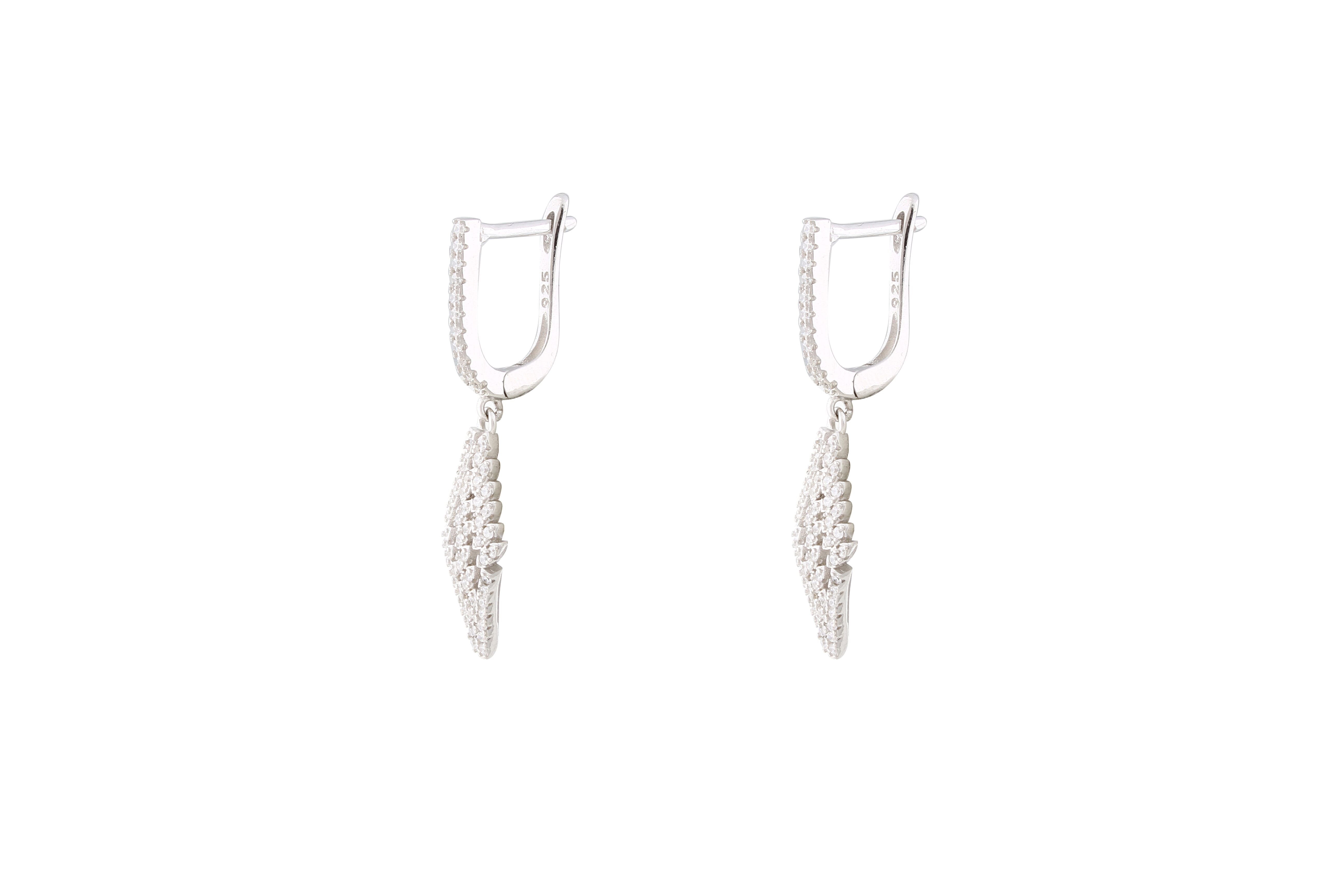 Asfour Crystal Drop Earrings With Decorative Design In 925 Sterling Silver ER0456