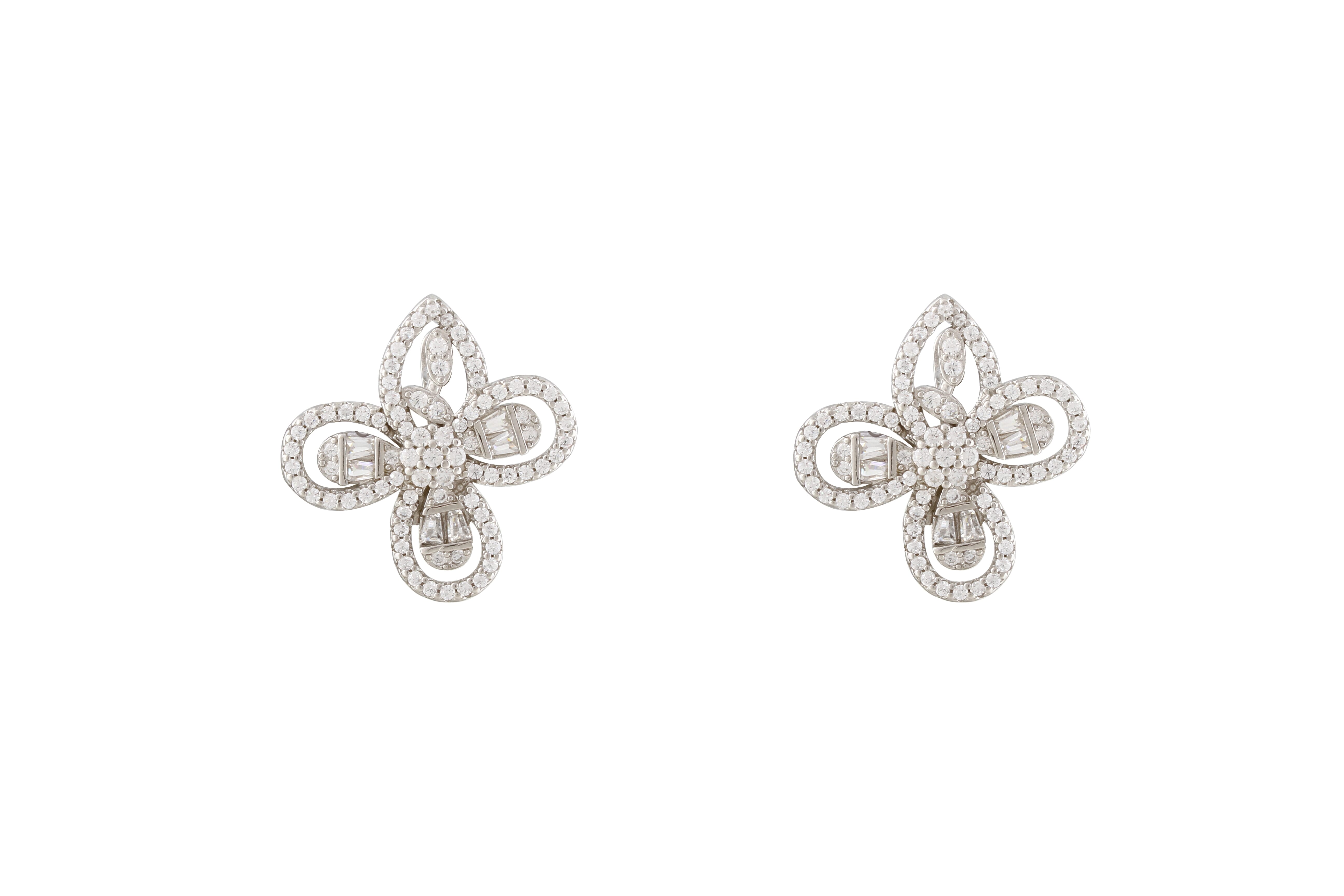 Asfour Clips Earrings With Flowerlace Design
