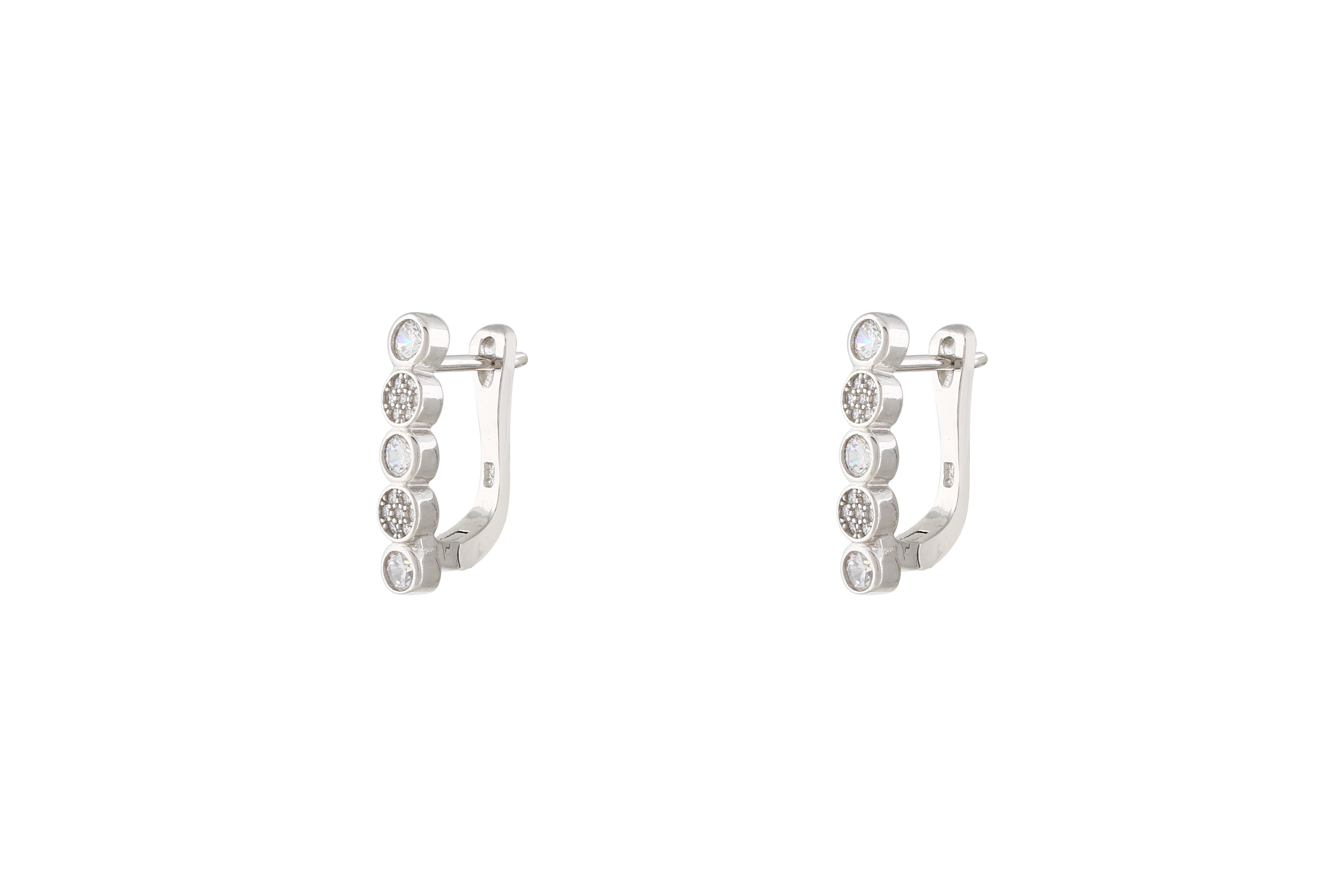 Asfour Crystal Tennis Earrings Inlaid With Round Zircon In 925 Sterling Silver ER0460