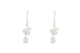 Asfour Crystal Drop Earrings With Butterflies Design In 925 Sterling Silver ER0461