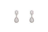 Asfour Crystal Stud Earrings With Pear Design Inlaid With Zircon In 925 Sterling Silver ER0467-W
