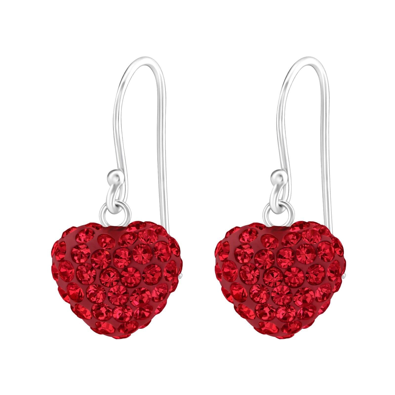 Asfour 925 Sterling Silver Earring with Round Zicron Stone, Red