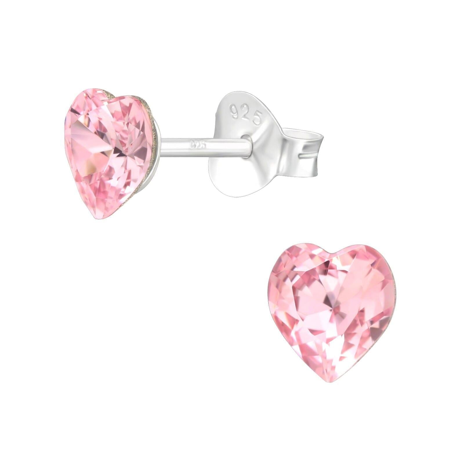 Asfour 925 Sterling Silver Earring with Heart Zicron Stone, Rose